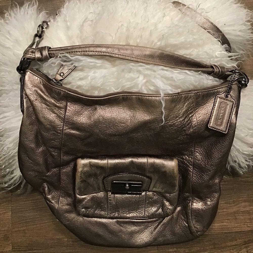 Coach pebbled leather hobo bag